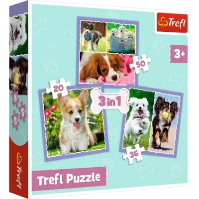 Imagen de Trefl Dulces Perros de 20 a 50 Piezas, 3 Conjuntos, para niños Partir 4 años Puzzle, Color Perritos adorables, Süße Hunde