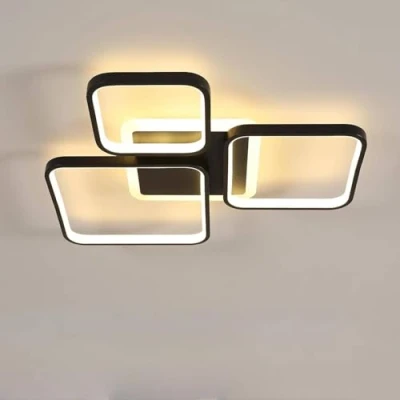 Imagen de Comely Lámpara de Techo LED Regulable Cuadrada Moderna, 57cm 45W Negro 3000K 6500K, Plafon con Control Remoto para Dormitorio, Salon