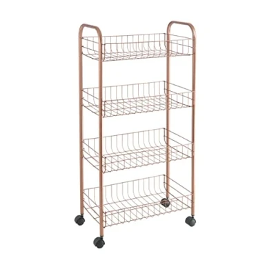 Imagen de Metaltex ASCONA COPPER Carro Multiuso con Ruedas. 4 Cestas. Color COBRE. 85x42x26 cm