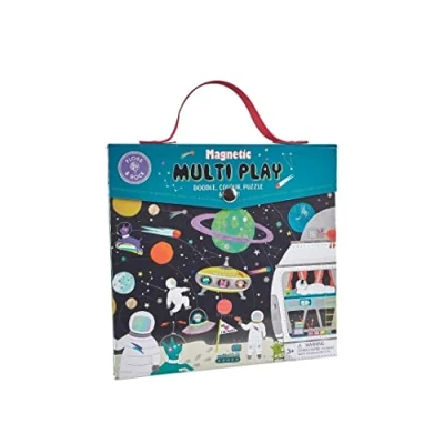 Imagen de 20 Pc Space Playset Magnetic Puzzle, Doodle Board, Pieces &amp; Coloring Play Scene Incl. Educational S.T.E.M Shape Sorting and Creativity Game Learning to Follow Visual Cues Ages 3+