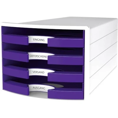 Imagen de Han cajones caja Impuls, DIN A4/C4, 4 abiertos, color blanco/Trend Colour Lila
