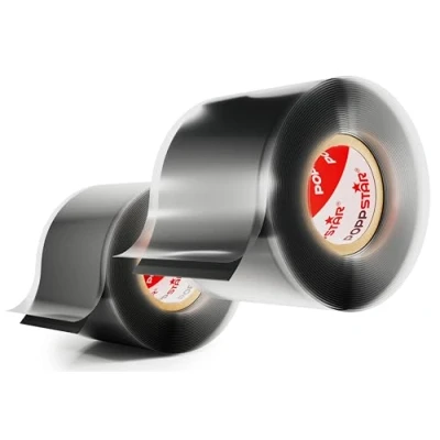 Imagen de POPPSTAR cinta de silicona autofusión, 2 x 3 m, ideal como reparación, aislante y sellado (estanca, hermetica), 38mm ancho, color negro