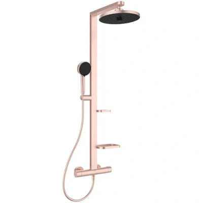 Imagen de Ideal Standard Alu+, Columna de ducha termostática aluminio, Mezclador termostático exterior doble salida, Rosé, BD583RO
