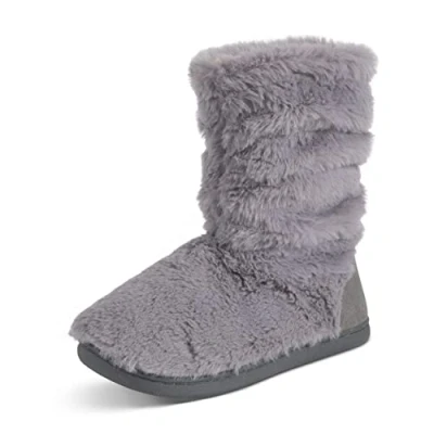 Imagen de Polar Botas para mujer con forro de sherpa, pantuflas espuma viscoelástica interiores suela goma antideslizante, suaves, cálidas y esponjosas, tobillo, Piel gris,