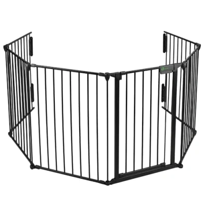 Imagen de VOUNOT Barrera de Seguridad para Perros, Reja Protección Chimenea 3.6 m Preensamblada, Negro