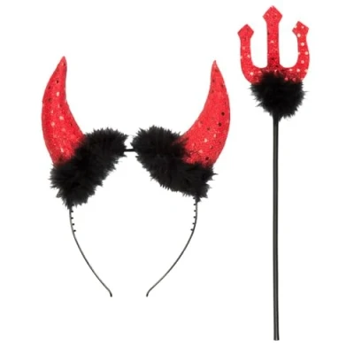 Imagen de Boland 29624 Devil Kit con Cuernos y Horquilla, color rojo (Ciao Srl 29624)