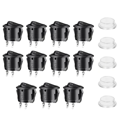Imagen de URAQT Interruptor Redondo, 11Pcs Basculante Botón, LED Rocker, Balancin Interruptores de botón para automóviles, botes, electrodomésticos (10 A/125 V, 6 A/250 V)