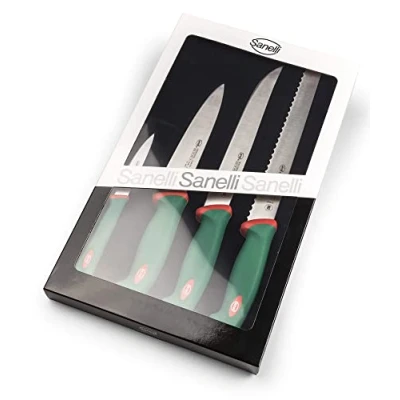 Imagen de Sanelli Línea Premana Professional,Estuche Cocinero 4 pz:,Acero Inoxidable,Verde y Rojo,