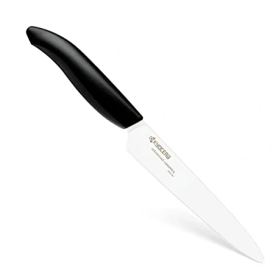 Imagen de KYOCERA FK 125 WH BK EU, Tomate, 12.5 cm, Cuchilla de cerámica Zirconia microdentada, Afilada a Mano, Ligera, no corrosiva, sin Transferencia Sabor, Apta para lavavajillas, Negro, 11,5 cm