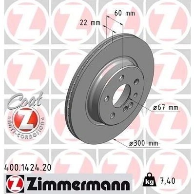 Imagen de Disco de freno ZIMMERMANN 400.1424.20