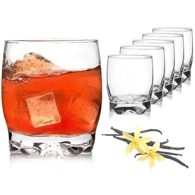 Imagen de PLATINUX Juego de 6 Copas Cristal, 250 ml, Base Moldeada, Vasos Zumo Whisky Pequeños