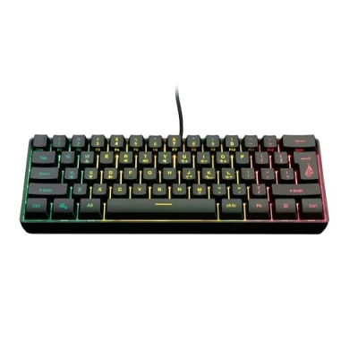 Imagen de SureFire Kingpin X1 60% Gaming Teclado Inglés US Multimedia Pequeño y Móvil RGB con Iluminación, 25 Teclas Anti Ghosting, Diseño Americano QWERTY
