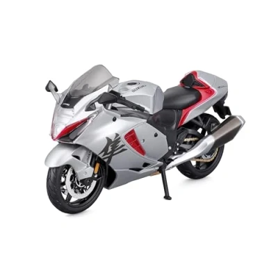 Imagen de Maisto Suzuki Hayabusa (2022): Modelo de Moto a Escala 1:12 con suspensión y Soporte Lateral Plegable, Plata (5 21848)