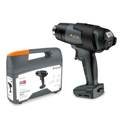Imagen de Steinel mobile heat MH5 Pistola de aire caliente profesional con batería, en maletín, consumo 18 V, temperatura 500 C, caudal 300 l/min y pantalla LCD, batería no incluida