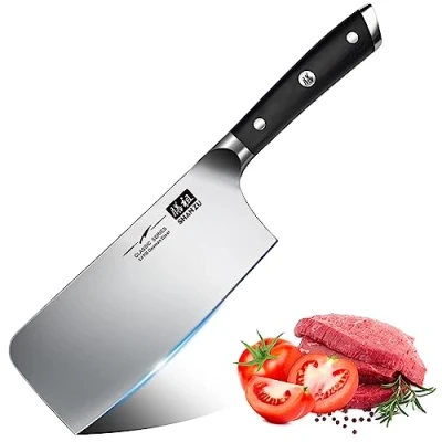 Imagen de SHAN ZU Hacha de Cocina, Cuchillo Carnicero 18cm, para Cortar Carne y Verduras, Hoja Acero Inoxidable alemán, Mango Madera Classic Series