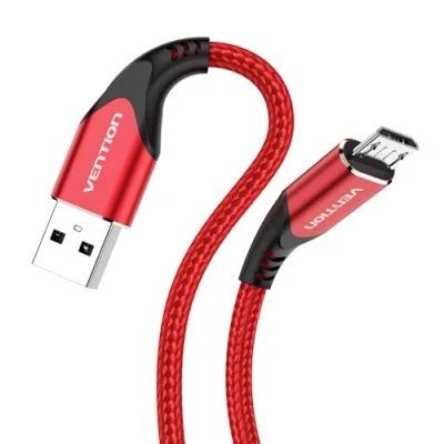 Imagen de VENTION Cable Micro usb 2m Mando ps4 Cargador ebook Kindle Tejido de Nylon Android (Rojo)