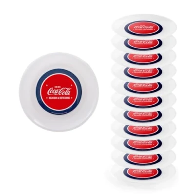 Imagen de Snips, Set 12 Platos Coca Cola, Cola de Plástico Duro Lavables, Reutilizables Diámetro 23,5 cm Made in Italy 0% Bpa