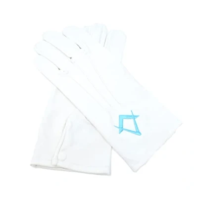 Imagen de Uniform Store London Masonic Regalia 100% algodón blanco Craft Square &amp; Compass Lodge Guantes, Multicolor, Talla única