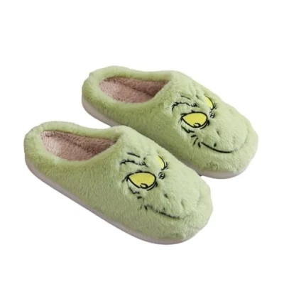Imagen de ENIXWH Grinch Pantuflas navideñas para mujer, hombre, divertidas, de felpa, invierno, cálidas, mullidas, b, 39/40 EU