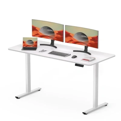 Imagen de SANODESK FQ1 120x60cm Escritorio Elevable Eléctrico con Tablero, Standing Desk, Mesa para Computadora Gancho, Cerradura niños, Función de Memoria Oficina y Hogar Blanco