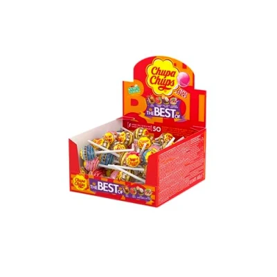 Imagen de Chupa Chups Original, Caramelo con Palo de Sabores Variados, Display 50 unidades 12 gr. (Total 600 gr.)