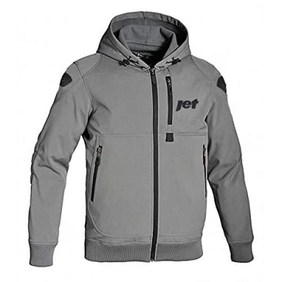 Imagen de Jet Chaqueta Moto Capucha Hoodie Verano con Armadura Soft Shell (XL (EU 52 54), Gris)