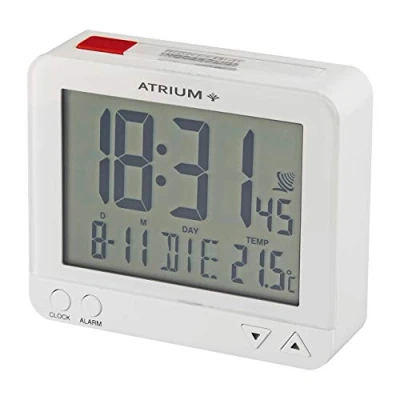Imagen de Atrium Despertador Digital Blanco controlado por Radio con iluminación, repetición, Fecha y Temperatura A760 0.