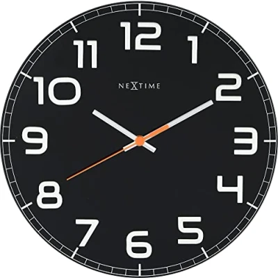 Imagen de NeXtime Reloj de pared &quot;CLASSY ROUND&quot;, muy silencioso, redondo, en cristal, negro, ø 30 cm
