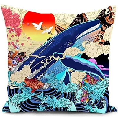 Imagen de Fundas Cojines 45x45 Japon japones Sofa Decorativos Salon Regalo Mujer Funda cojin 45 x almofadas Dormitorio Decoracion hogar