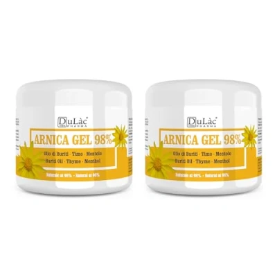 Imagen de Dulàc Árnica Gel 2 x 500 ml Efecto Frio para Contusiones e Hinchazones, Crema de 98% No Grasa, Fórmula Natural, Acción Intensa Ideal Masaje Deportivo, Muscular y Articular