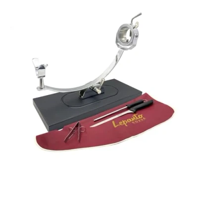 Imagen de FERRETERIA LEPANTO jamonero Profesional Giratorio y basculante, Soporte con Base de Fibra Negra Modelo Serrano (Set Arcos Burdeos)