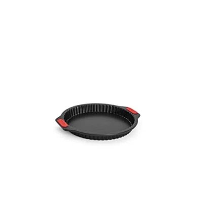 Imagen de Woll Bakeware Molde para quiche y tarta, diámetro de 26 cm, con base extraíble asas silicona resistentes al calor hasta 230 C, sin PFAS, revestimiento antiadherente doble capa, acero