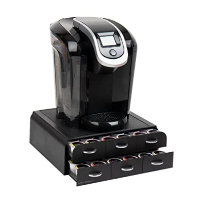 Imagen de Mind Reader Anchor Collection Cajón para cápsulas de café, 2 niveles, 6 cajones, 72 organizador encimera, base máquina color negro