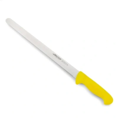 Imagen de Arcos Serie 2900 Cuchillo Fiambre Flexible Hoja de Acero Inoxidable NITRUM 350 mm Mango inyectado en Polipropileno Color amarillo