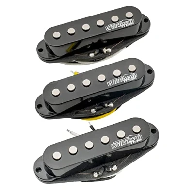 Imagen de Wilkinson Serie M High Output Alnico 5 Pastillas de Bobina Simple Puente Pickups Set para Guitarra Eléctrica Stratocaster, Negro