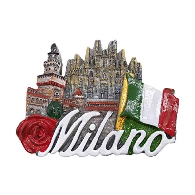Imagen de 3D Landmark Milán Italia Refrigerador Imán de Nevera Recuerdos Turísticos Hecho A Mano Resina Artesanía Pegatinas Magnéticas Inicio Cocina Decoración Regalo Viaje
