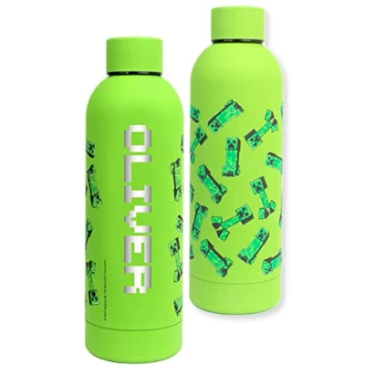 Imagen de Minecraft Botellas de agua personalizadas para niños Botella acero inoxidable a prueba fugas sin BPA 700 ml Verde