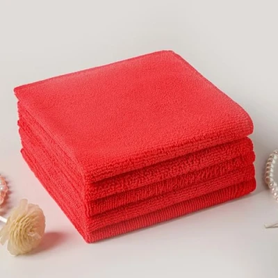 Imagen de Paño de microfibra sin pelusas, multiusos, reutilizables, súper suaves, secado rápido, para limpieza, cocina, coche, motocicleta, ventanas (rojo, 40 x cm)