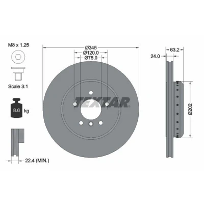 Imagen de TEXTAR PRO+ 92182525 Disco de freno BMW: 5 Berlina, Touring, 6 Coupé