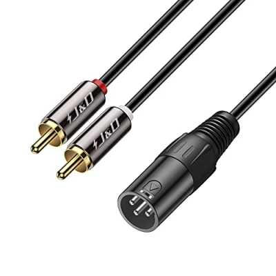 Imagen de J&amp;D Cable Divisor de Doble RCA Macho a XLR Macho, Desequilibrado 2 1 Duplicador Adaptador en Y para Altavoz Condensador Mic Mixer AMP, 0,9 Meter