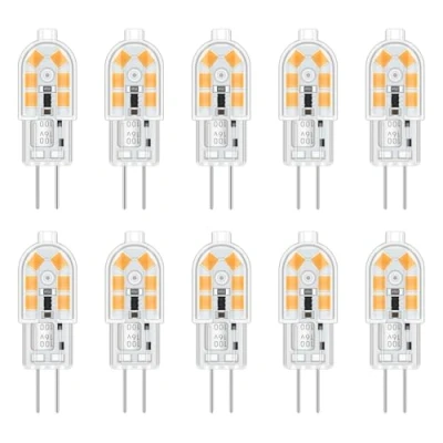 Imagen de Akynite G4 LED 12V 2W Luz Cálida 3000K para Camper, 200LM, Bombilla Halógena 10W 20W Equivalente, no regulable, Bi pin Casquillo AC DC Campana Cocina, pack de 10