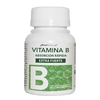 Imagen de Vitamina B EXTRA FUERTE 365 Comprimidos (Suministro Por 12 Meses) Complejo de con B1, B2, B3, B5, B6, B12, Biotina, Ácido Fólico y B12