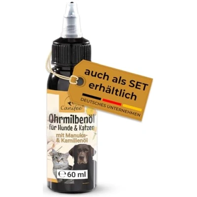 Imagen de Canifee Gotas para los oídos perros y gatos, aceite antiácaros con de manuka hongos levadura ácaros del oído, botella 60 ml cabezal dosificador finamente