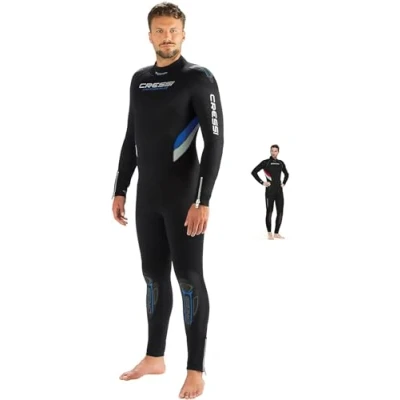 Imagen de Cressi Castoro Man Monopiece Wetsuit Traje Monopieza de Buceo Neopreno 7mm High Stretch para Hombre, Men&#039;s, Negro/Azul, Mediano
