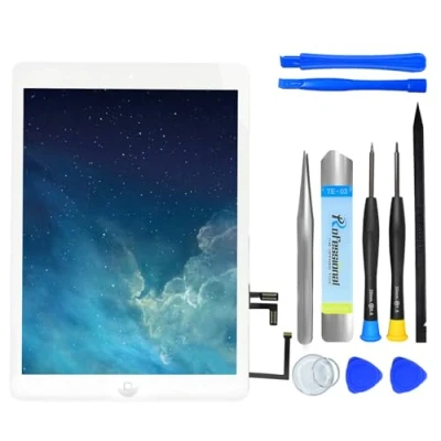 Imagen de NB+ pantalla de repuesto para iPad Air 2013, digitalizador táctil preinstalado con botón inicio y adhesivo, modelo A1474 A1475 A1476 (blanco)