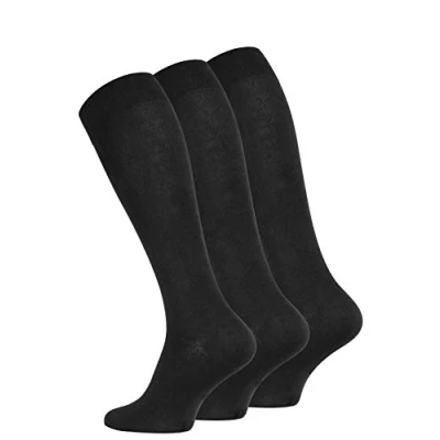 Imagen de VCA Calcetines hasta la rodilla para hombre (3 pares) de algodón con cintura cómoda, Negro , 43 46