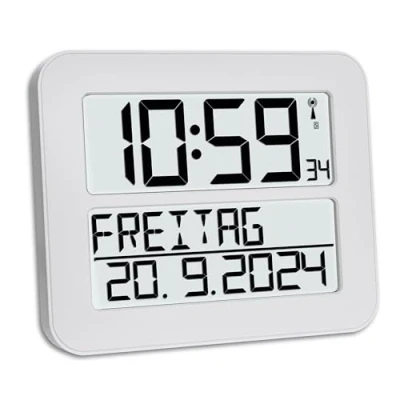 Imagen de TFA Dostmann 60.4512 Timeline MAX Radio Reloj de Pared Digital (Blanco)