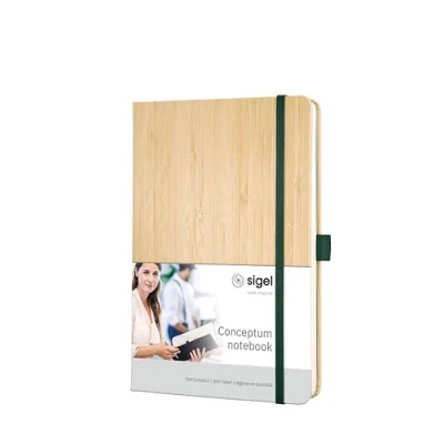 Imagen de Sigel CO670 Cuaderno punteado premium, tapa dura de bambú auténtico, beige, Conceptum