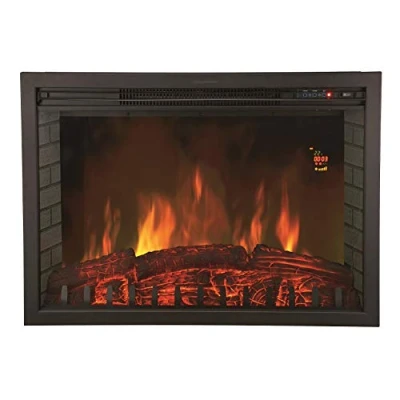 Imagen de CHEMIN&#039;ARTE Chimenea eléctrica empotrable con calefacción, Efecto de Llama Inserto Mando a Distancia 76x23x54cm