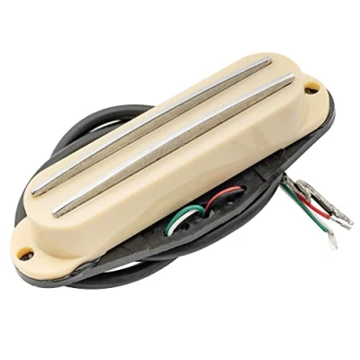 Imagen de Musiclily Dual Hot Rail High Output Guitarra Humbucker Pastilla en Formato Single Coil para Fender Squier Strat, Crema